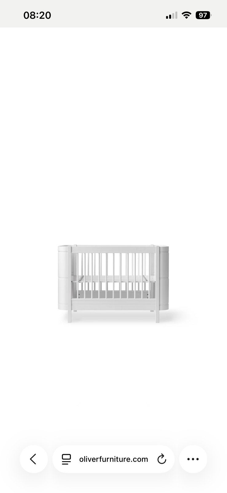 Oliver furniture mini+ full white, Kinderen en Baby's, Ophalen, Zo goed als nieuw, Matras
