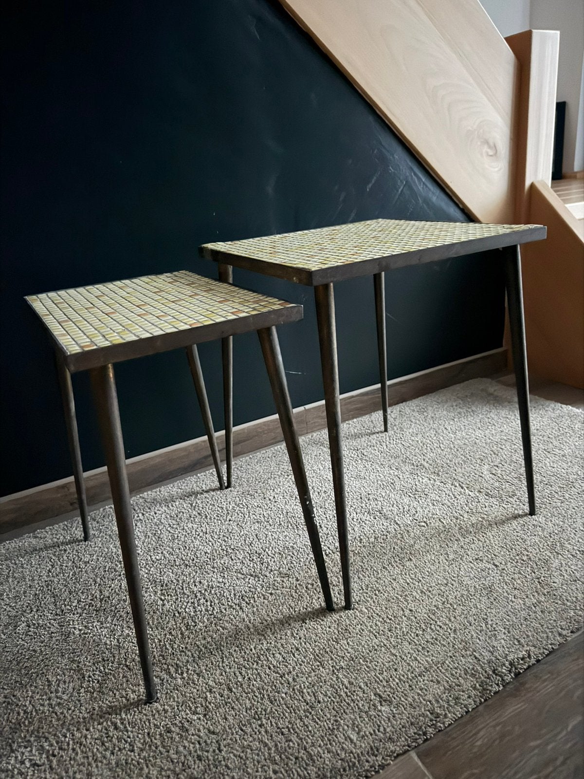 Mozaïek bijzettafels vintage (jaar 50/60), Ophalen, Gebruikt, Vintage