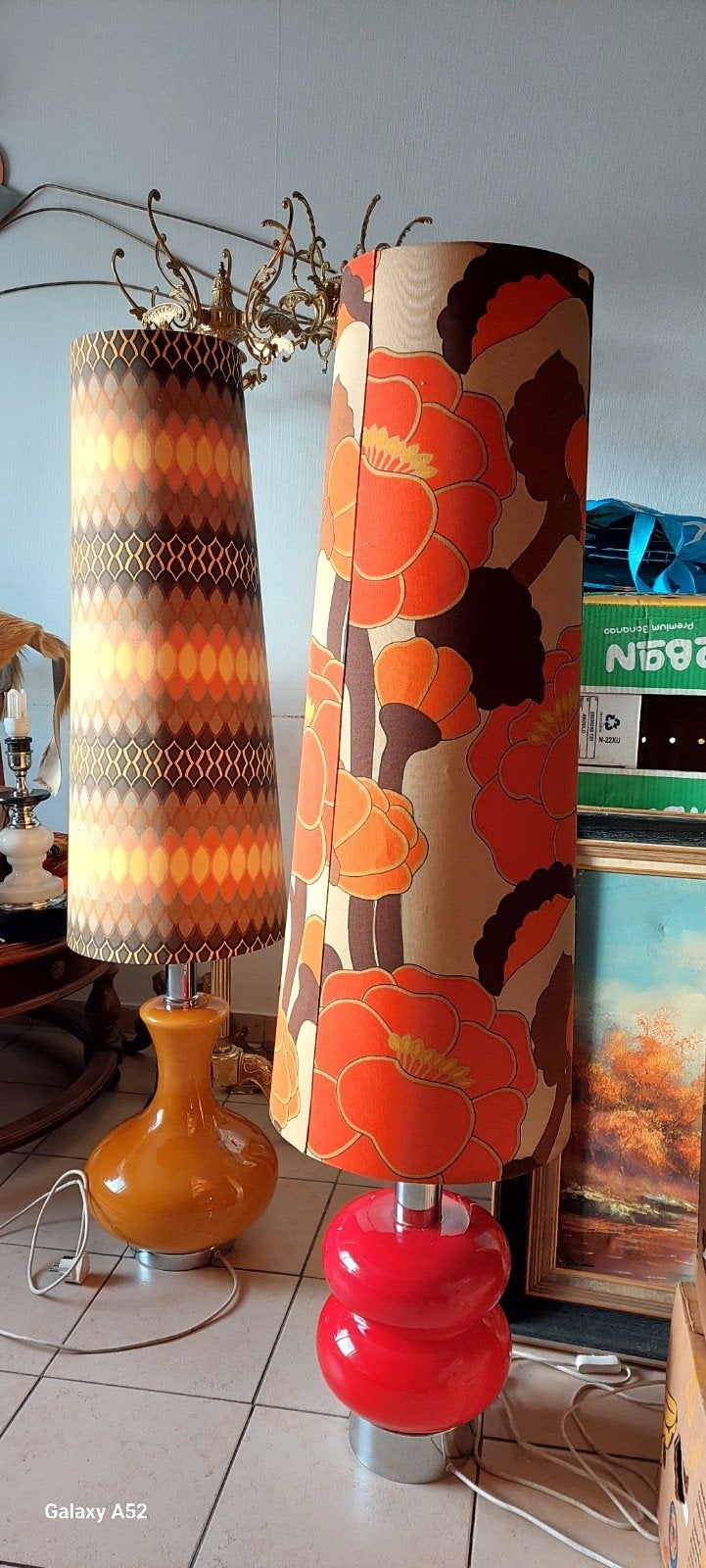 2 vintage vloerlampen seventies space age 1m45, Huis en Inrichting, Ophalen, Gebruikt, 100 tot 150 cm, Vintage