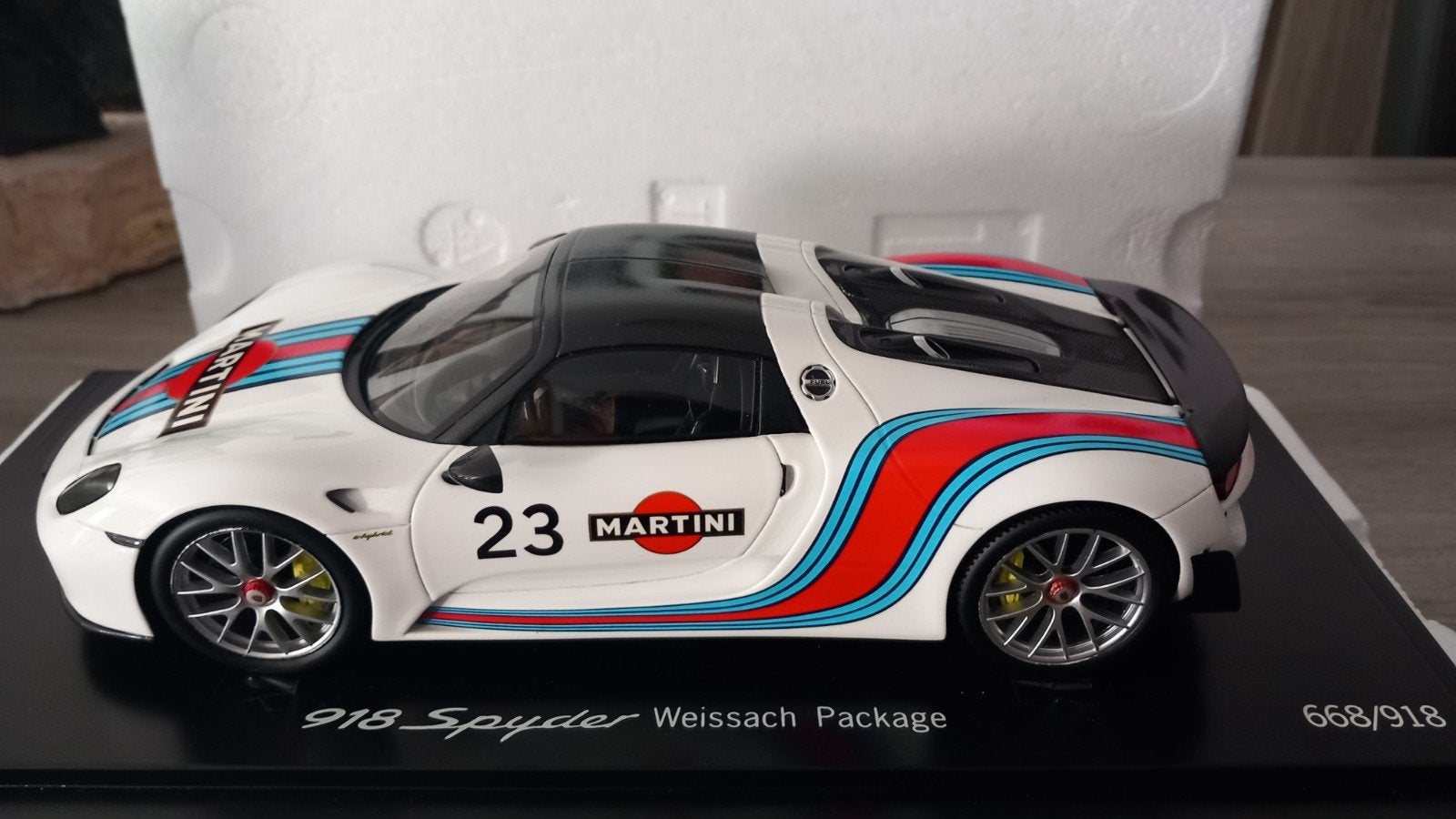 SPARK Porsche 918 Spyder Weissach Package gelimiteerd X/918, Hobby en Vrije tijd, Ophalen, Nieuw, Auto