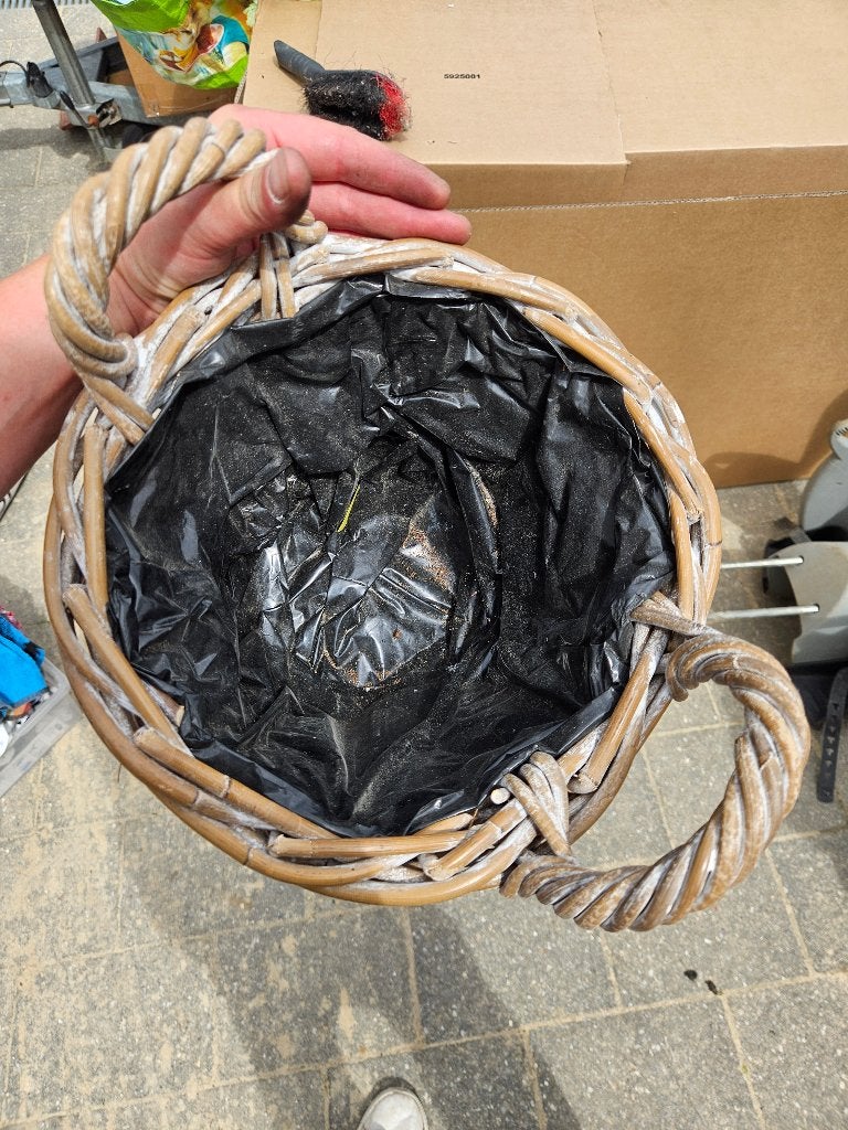 Rotan plantenmand (whitewash) met binnenzak, Ophalen