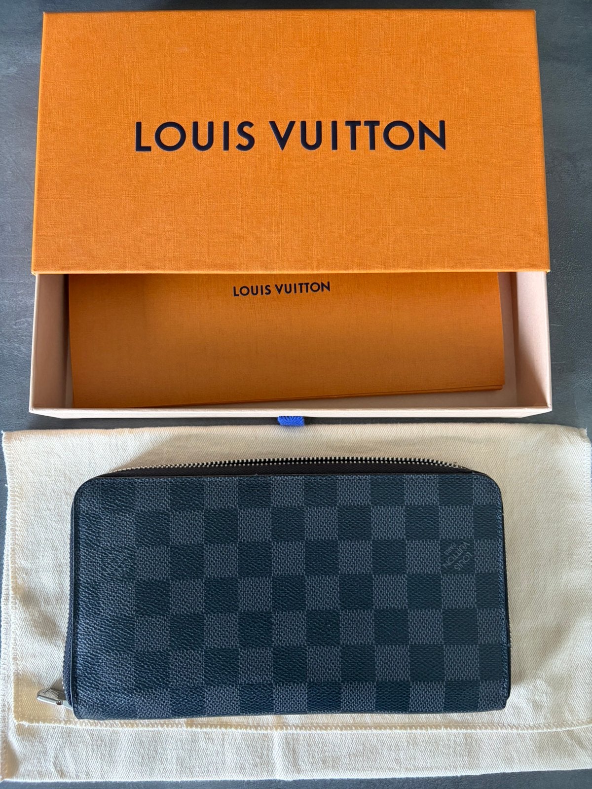 Louis Vuitton Zippy Organizer N60111 — Damier Graphite, Ophalen, Zo goed als nieuw, Zwart