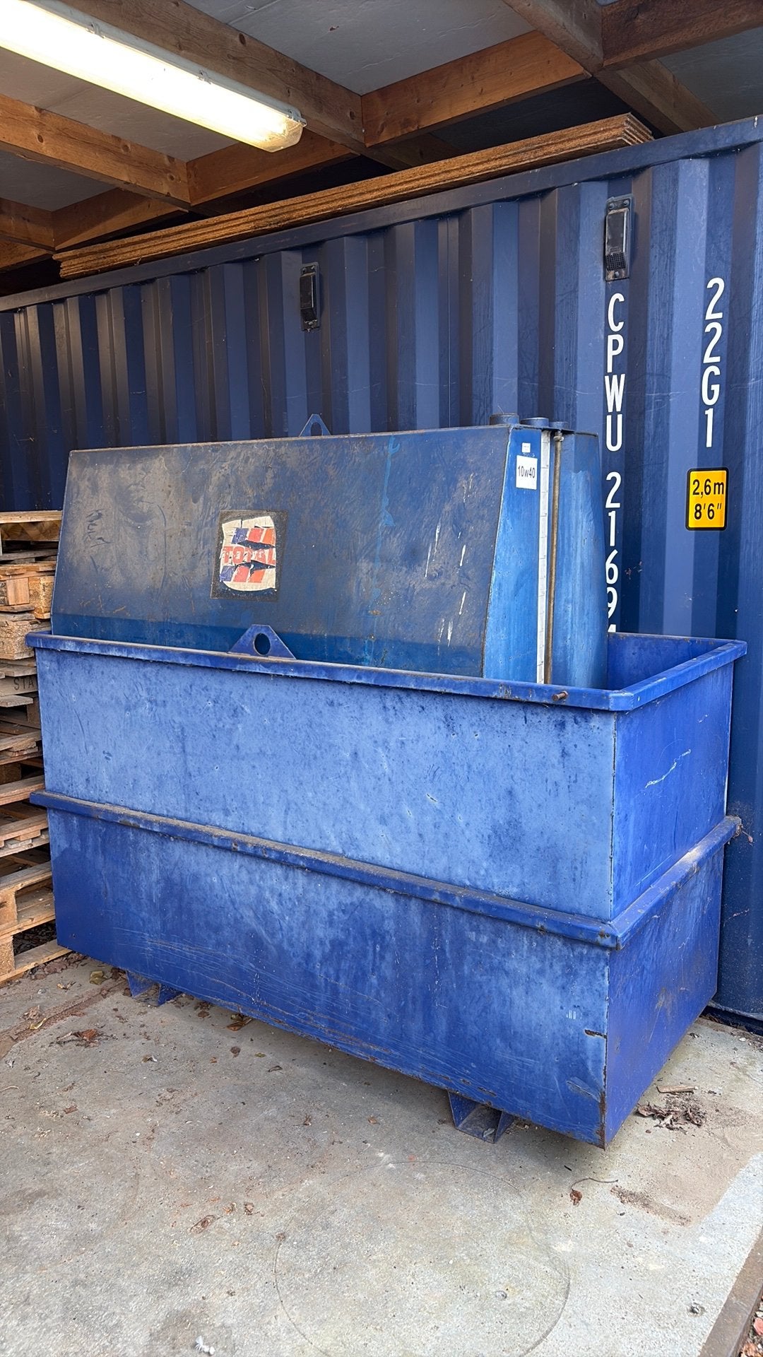 Olie opslagtank (1450 l), Ophalen