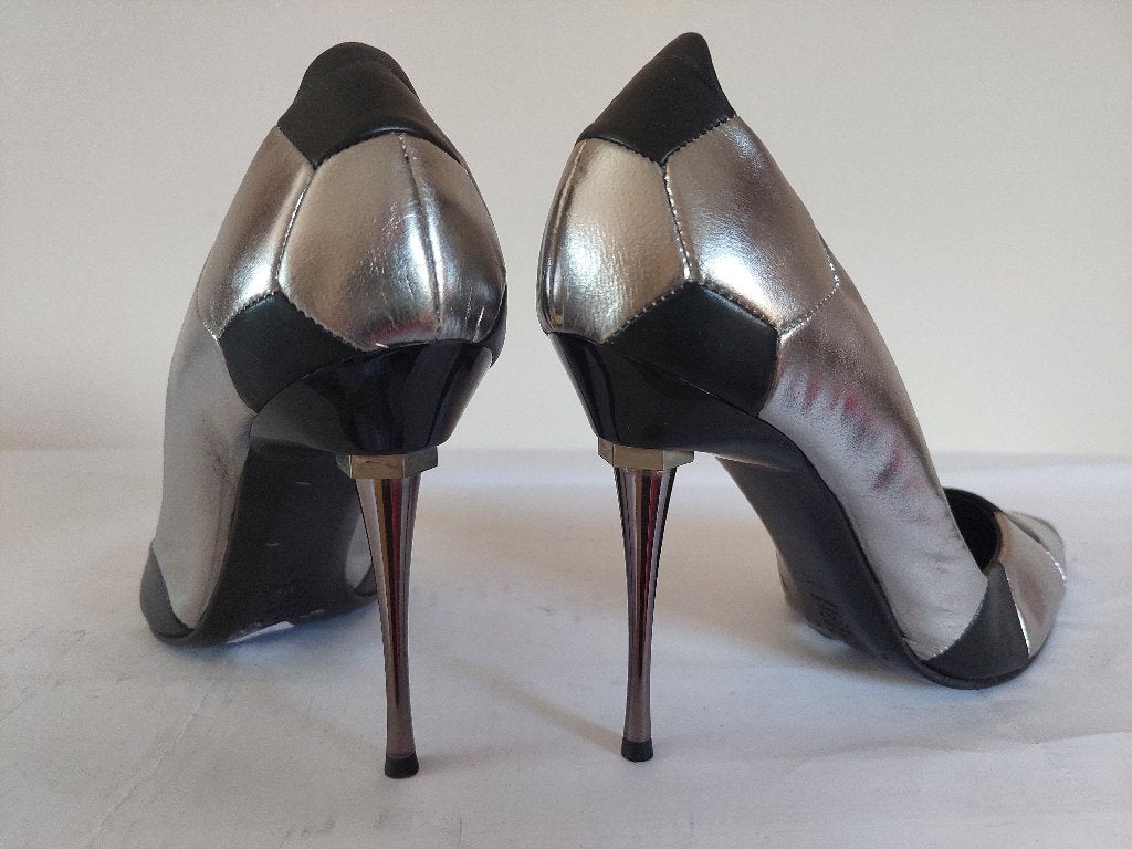 357C* Casadei - sexy pumps hoge hakken zwart/zilver (36,5), Pumps, Overige kleuren, Verzenden, Zo goed als nieuw