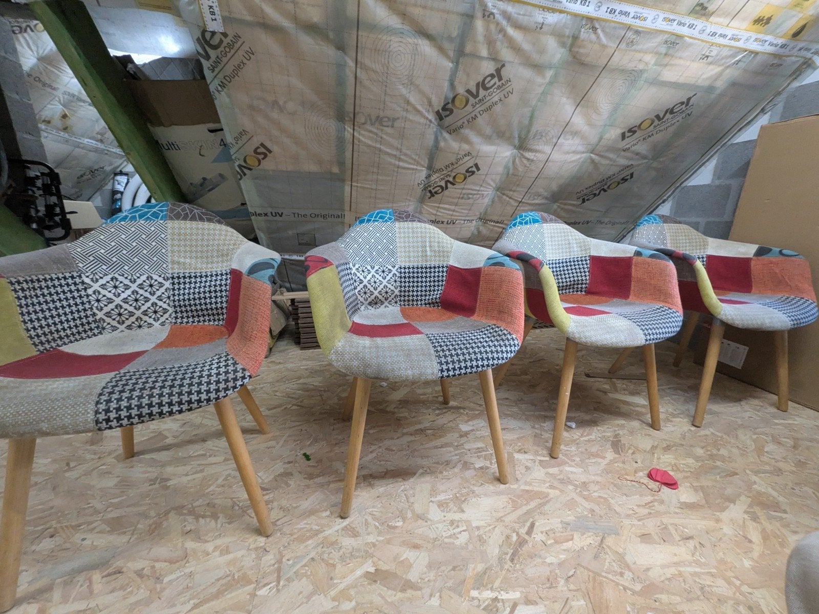 4 chaises "patchwork", Autres couleurs, Enlèvement, Utilisé, Quatre