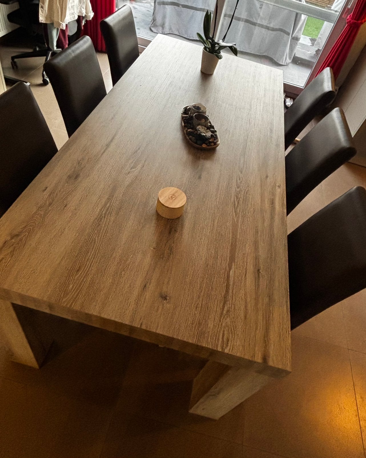 Table à manger, chaises en cuir et table basse à vendre, Enlèvement, Utilisé