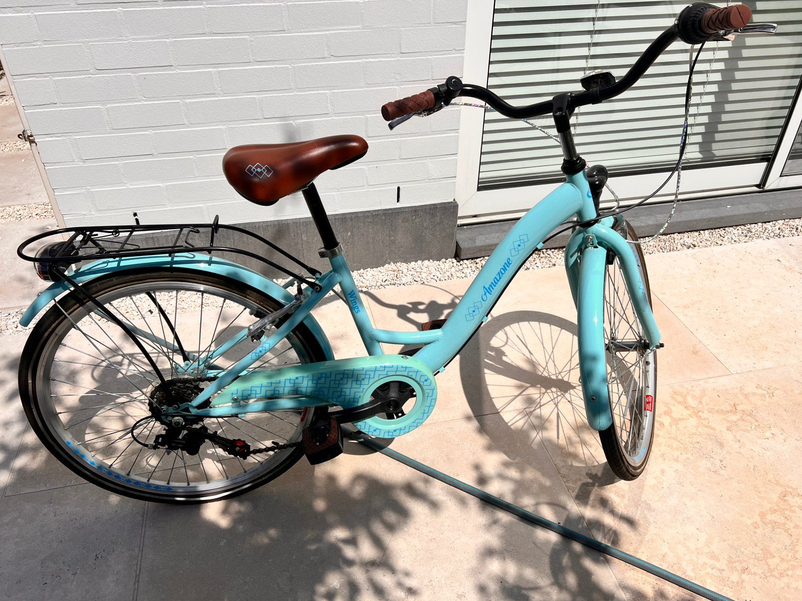 Meisjesfiets 24 inch licht blauw. Merk wings amazone, Ophalen, 22 inch, Gebruikt, Velgrem