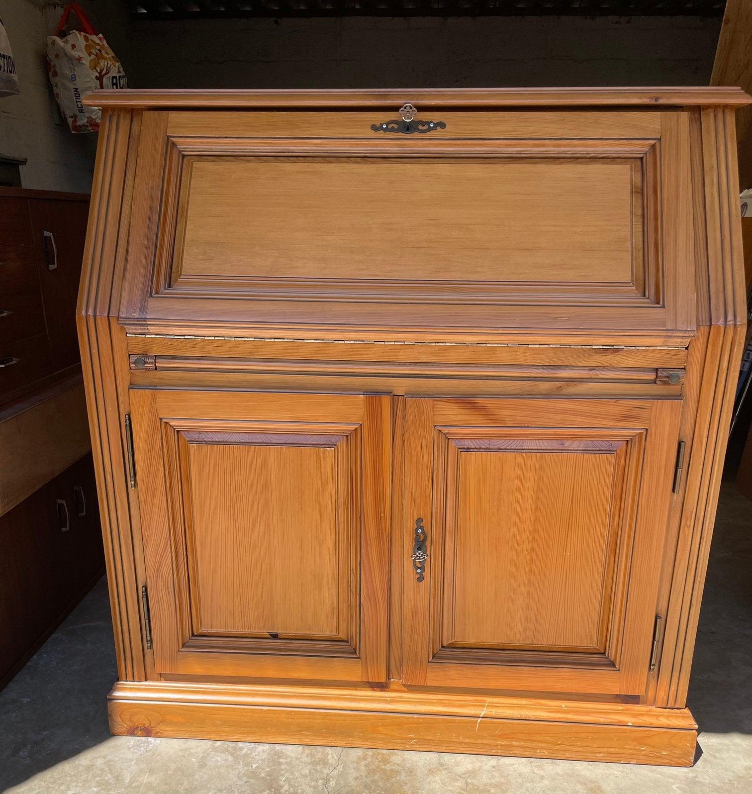 Secretaire massief hout, zeer stevig!, Ophalen, Gebruikt