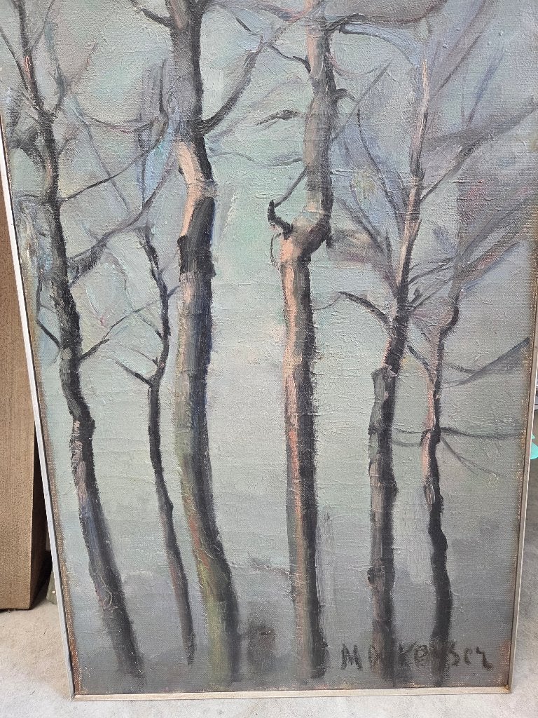 M De Keyser : peinture « Les arbres en hiver », Peinture acrylique, Autres matériaux, Peint à la main, Enlèvement