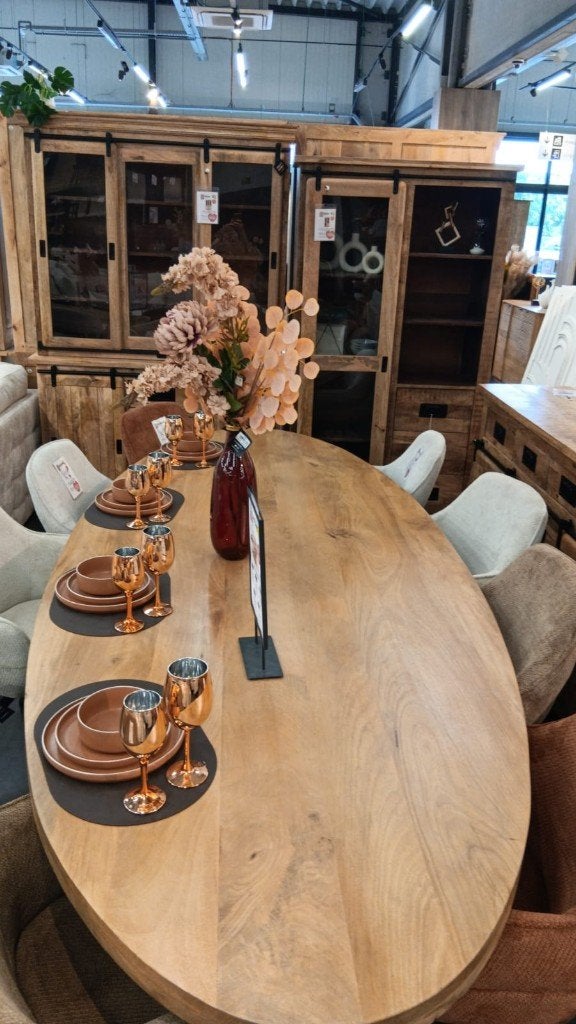 Eetkamertafel, Ophalen, 100 tot 150 cm, Vijf personen of meer, Ovaal