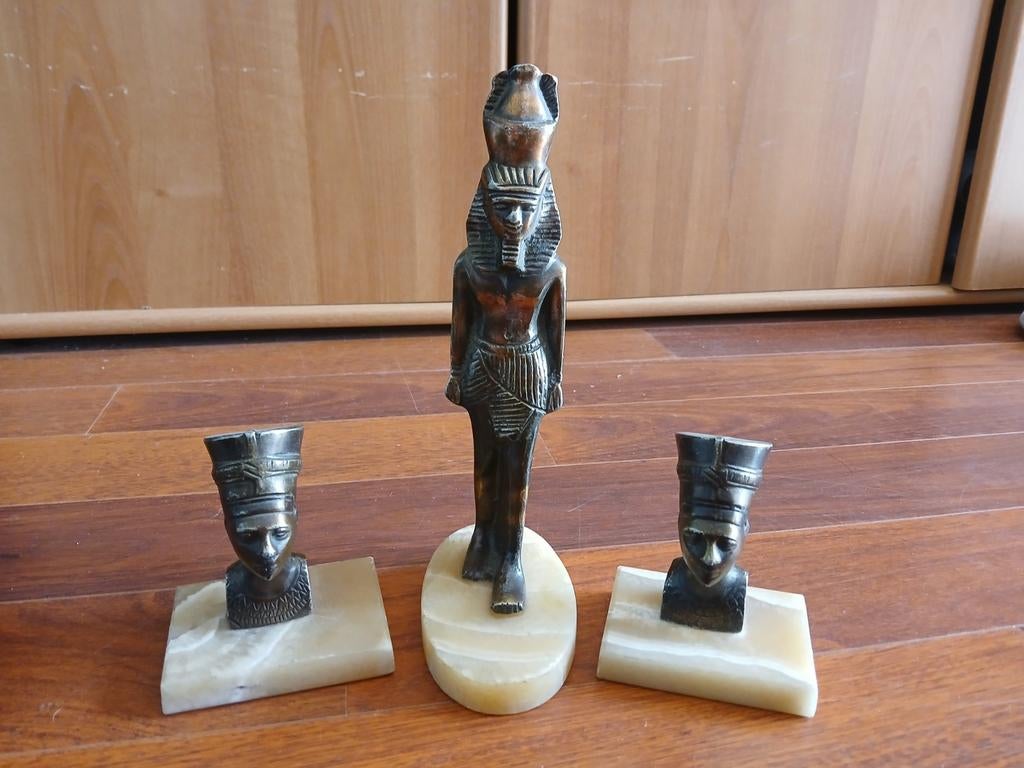 Ensemble de 3 bustes sur socle en marbre — décoration, Enlèvement, Bronze