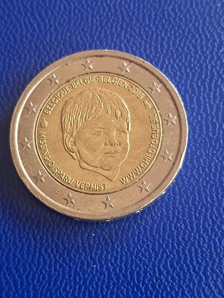 2016 België 2 euro Vermiste Kinderen, schaars, Postzegels en Munten, Verzenden, Metaal, Losse munt