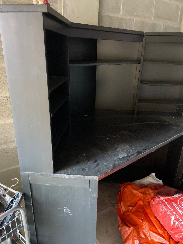 Bureau, Ophalen, Zwart, Gebruikt, Hoekbureau
