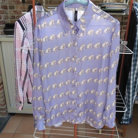 Blouse paars glans print olifantjes Blue Bay mt 40, Kleding | Dames, Maat 38/40 (M), Paars, Nieuw, Blue bay