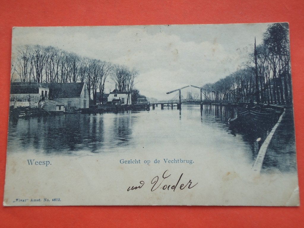 Noord-Holland > Weesp Gezicht op de Vechtbrug, Collections, Cartes postales | Pays-Bas, Enlèvement ou Envoi, Avant 1920, Affranchie