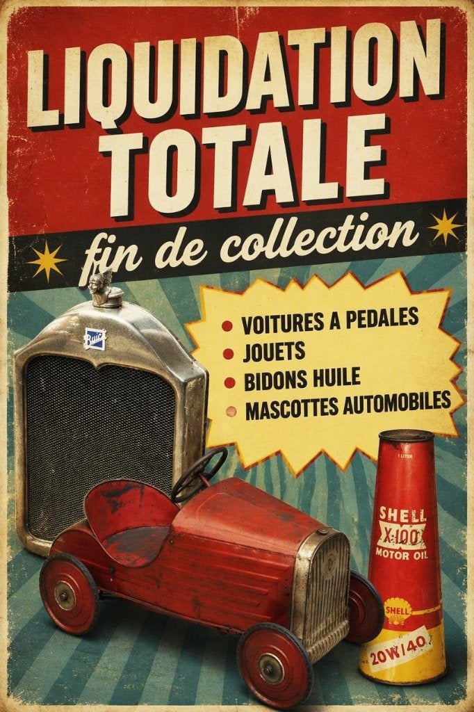 Liquidatie antiek speelgoed olie blik oldtimer onderdeel, Ophalen