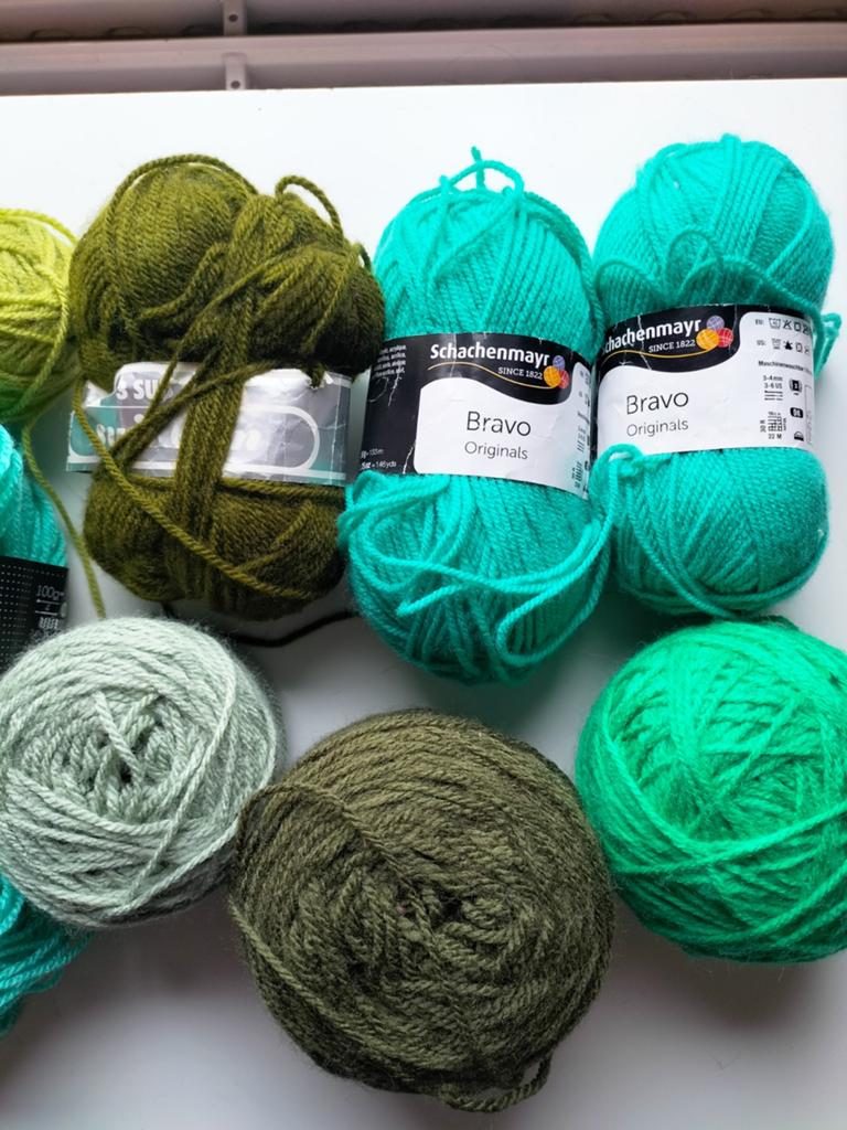 Lot groene acryl wol, Hobby en Vrije tijd, Breien en Haken, Gebruikt, Breien of Haken, Wol of Garen, Ophalen of Verzenden
