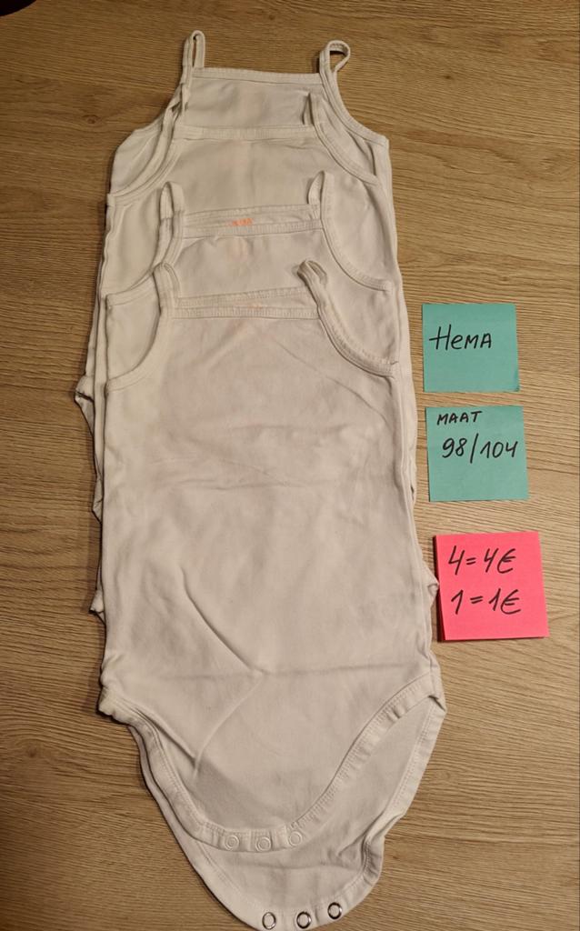 Set van 4 body's marcellekes maat 98/104 - zo goed als nieuw, Kinderen en Baby's, Kinderkleding | Maat 98, Nacht- of Onderkleding