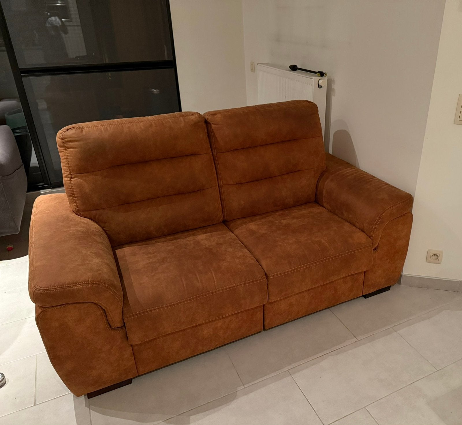 Zetel, Huis en Inrichting, Zetels | Zetels, Ophalen, Gebruikt, Tweepersoons, Rechte bank