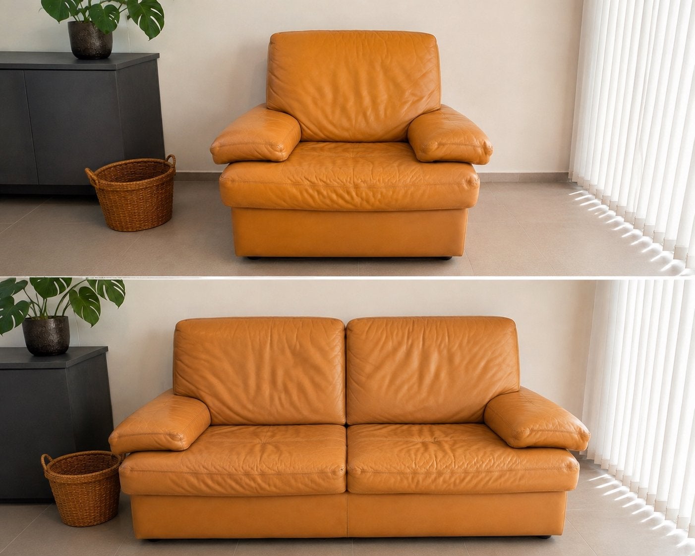 Lederen zetels – cognac beige leer – dringend wegens verhuis, Ophalen