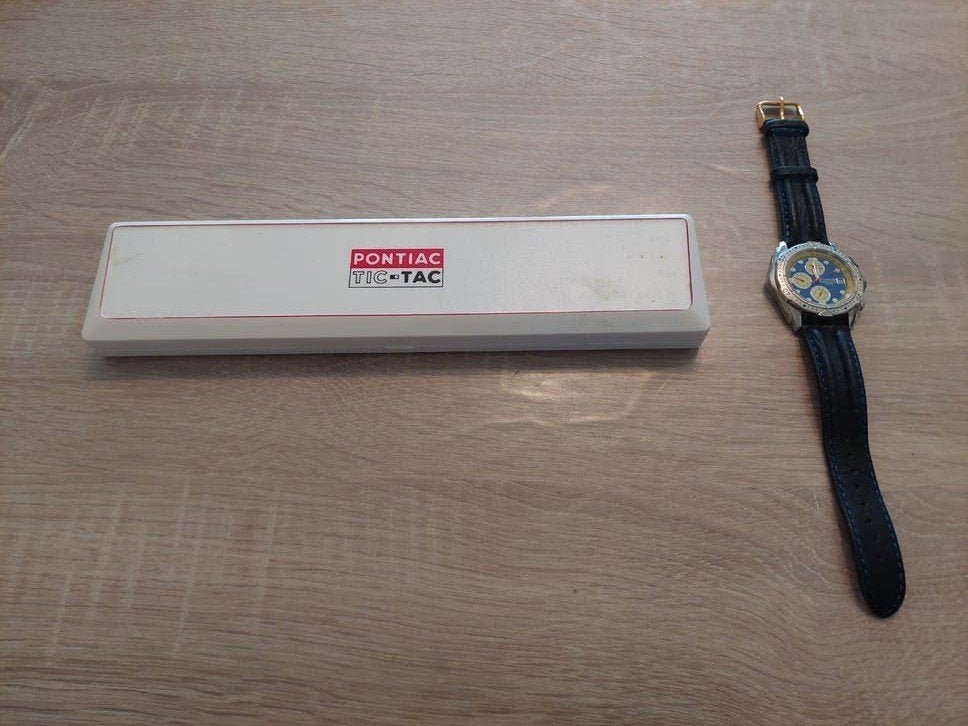 horloge pontiac chronograph 5 ATM, Overige merken, Staal, Met bandje, Polshorloge