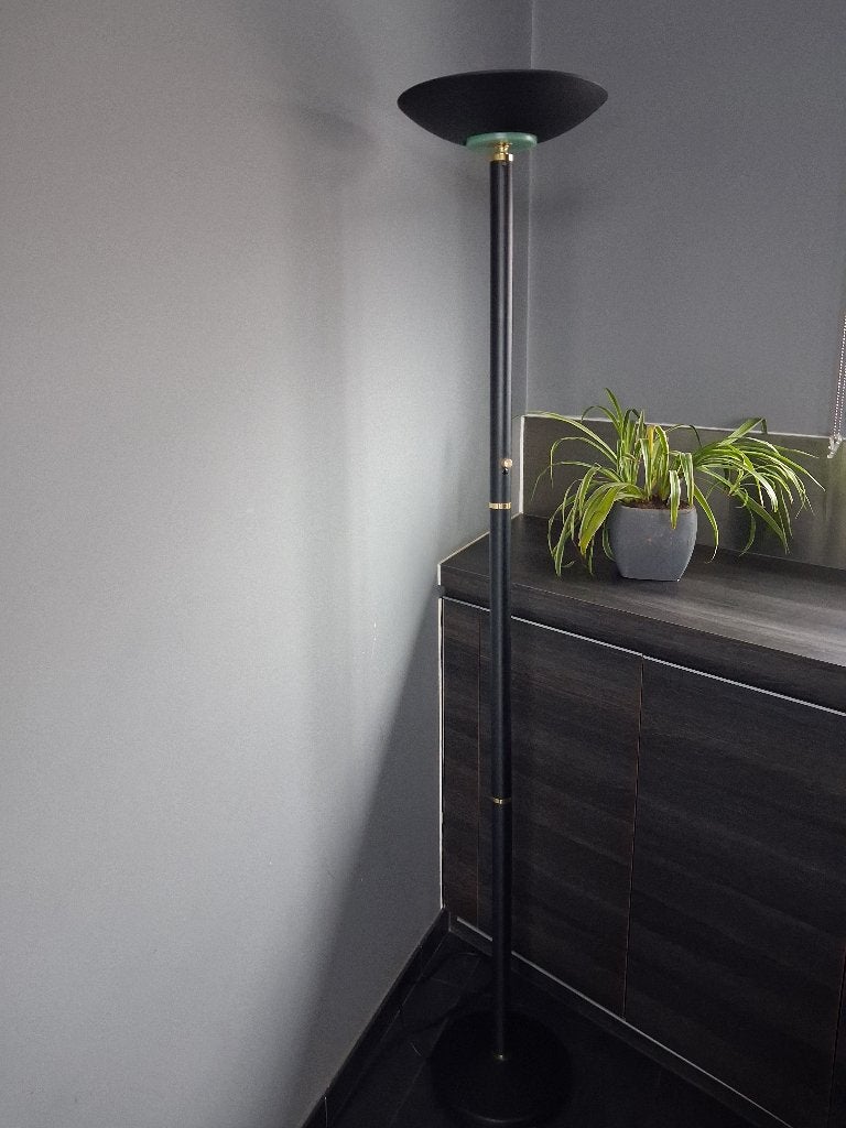 jaren 90, vloerlamp zwart met dimmer , 180 cm., Maison & Meubles, Enlèvement, Utilisé