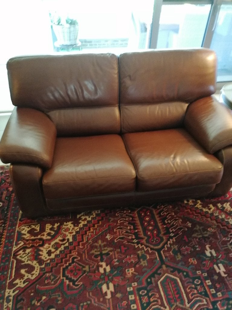 Lederen zetel 2 zit Buffel leder bruin, Huis en Inrichting, Ophalen, Gebruikt, 150 tot 200 cm, Tweepersoons