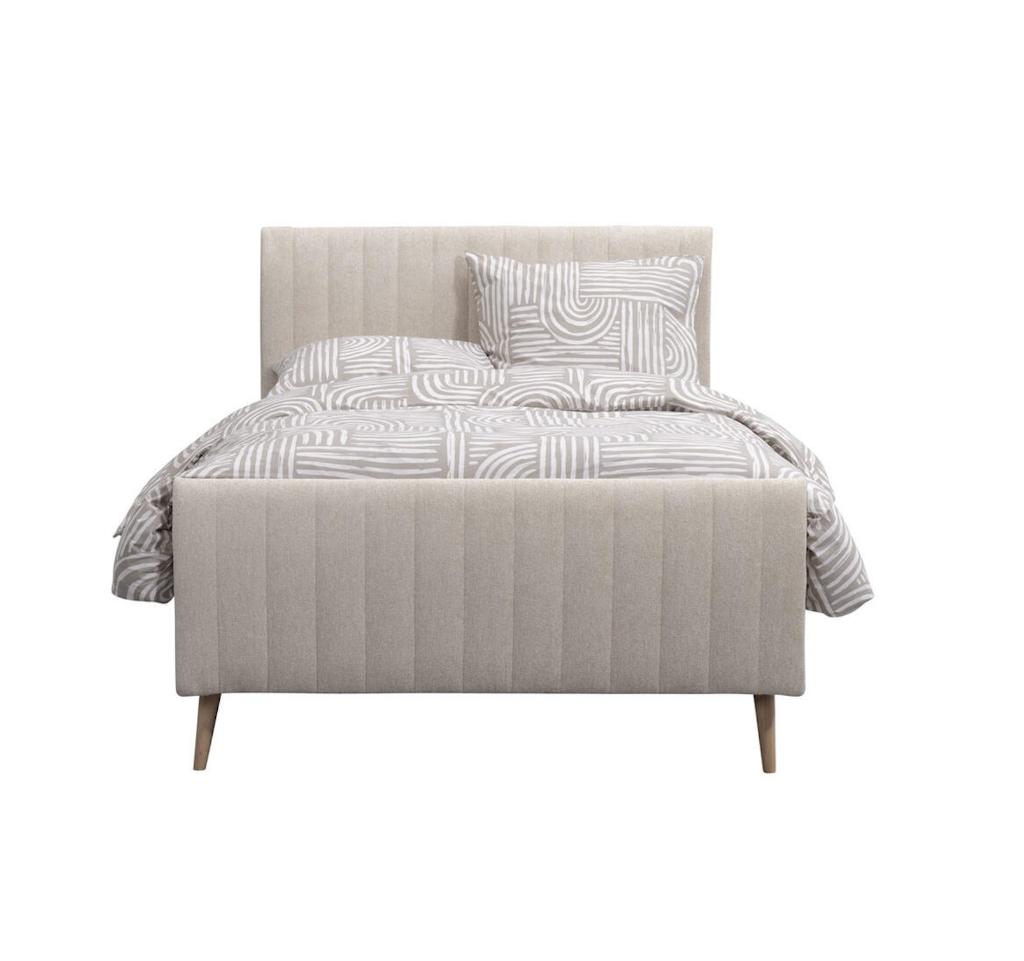 Lit à fond roulé Lieke à vendre !, Neuf, Gris, Tissu, Queen size