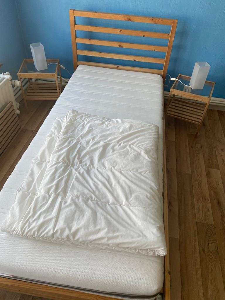 Lit de 1 personne avec accessoires, Maison & Meubles, Chambre à coucher | Lits, 90 cm, Beige, Enlèvement, IKEA