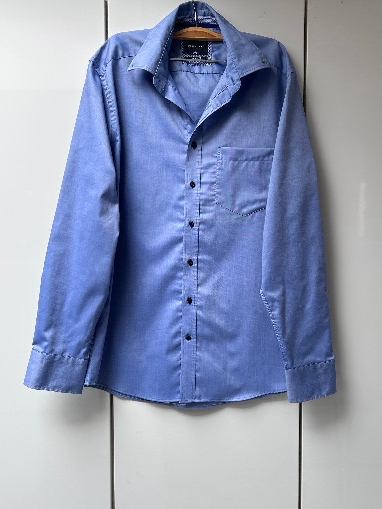 Westbury blauw shirt met lange mouwen - Maat S, Blauw, Halswijdte 38 (S) of kleiner, Ophalen of Verzenden, Westbury
