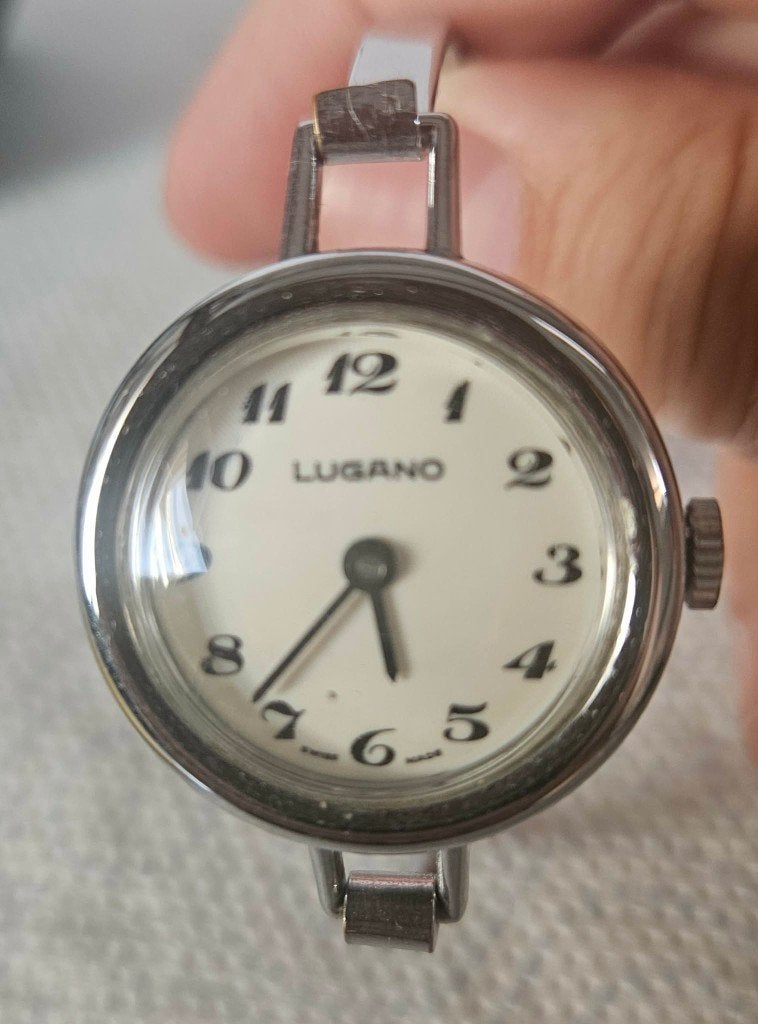 Montre Lugano Femme Bangle Swiss Vintage Années 1970 (MW102), Enlèvement ou Envoi