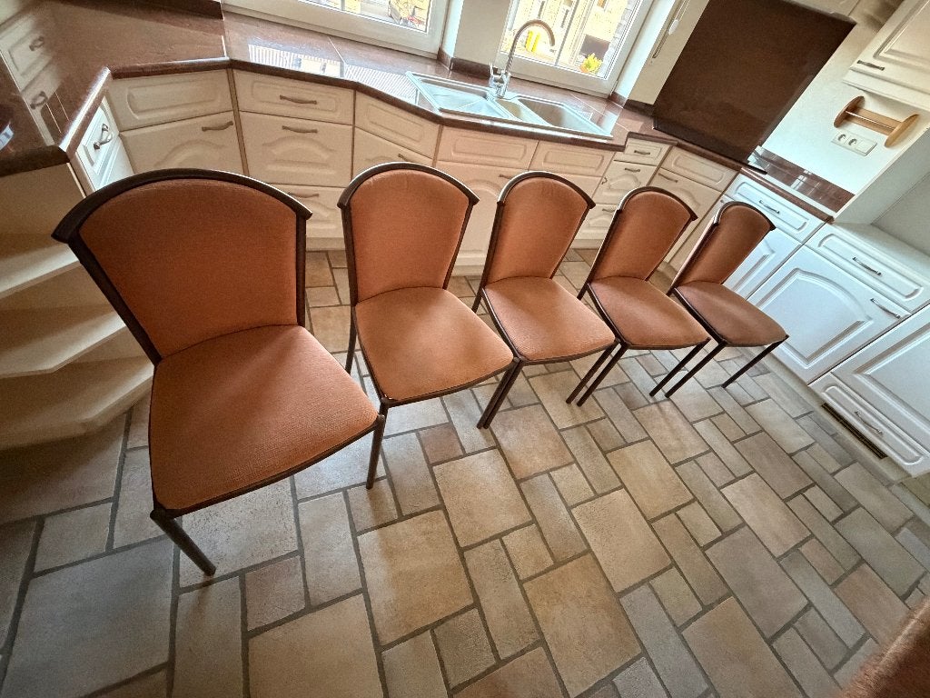 Lot de 5 chaises robustes avec structure en métal, Ophalen, Gebruikt, Bruin, Metaal