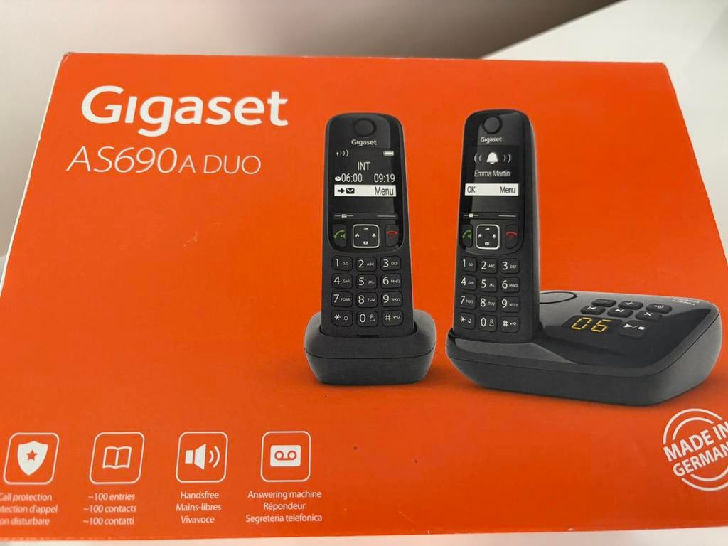 Duo de téléphone fixe avec repondeur Gigaset, Enlèvement, Comme neuf, 2 combinés