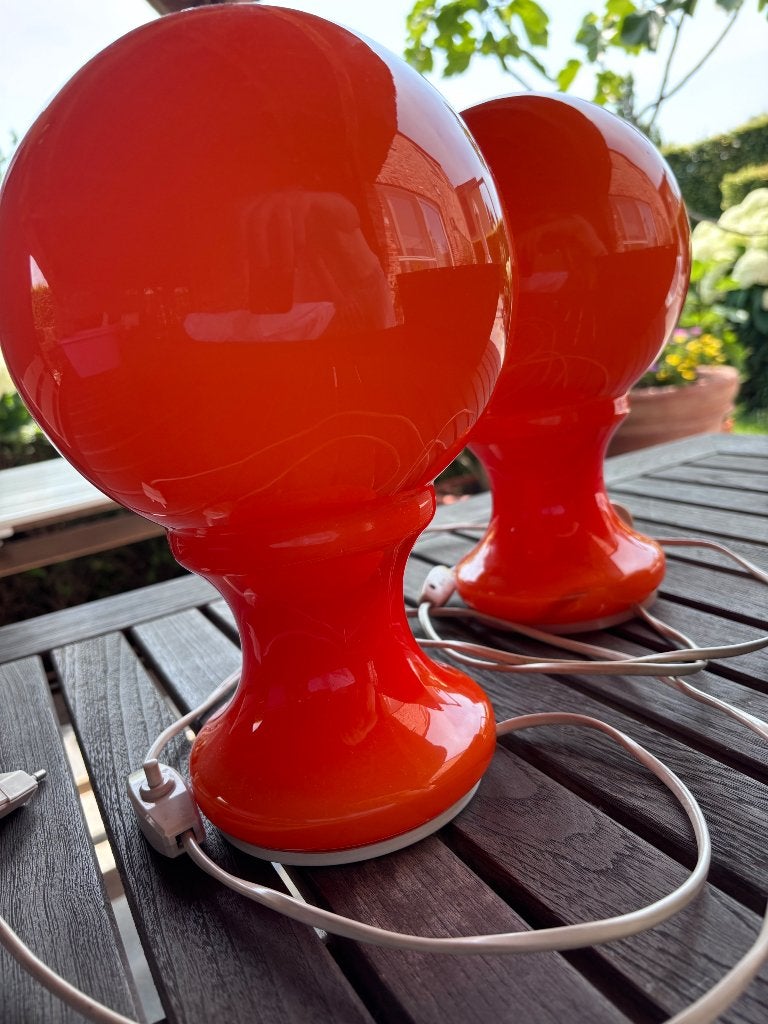 Design vintage tafel lampen, Ophalen, Oranje, Glas, Artemide