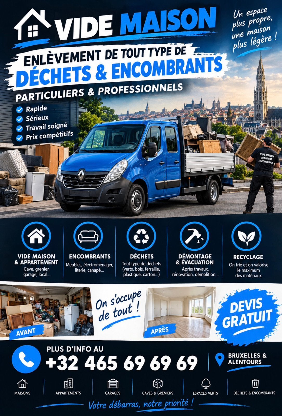 Enlevement de TOUT TYPE de dechets et encombrants, Enlèvement