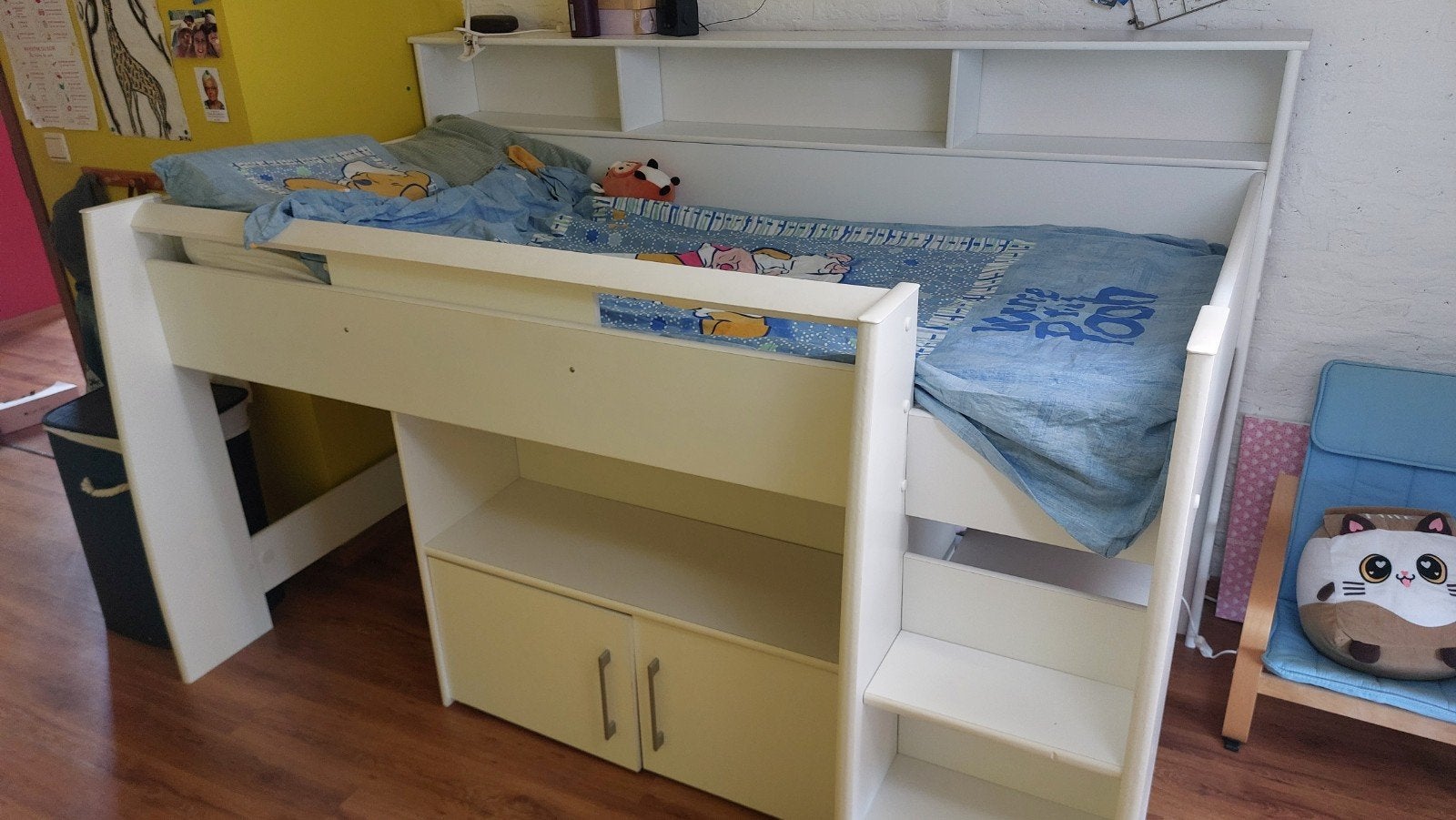 verhoogd bed 1 persoon + bureau, Kinderen en Baby's, Ophalen, Gebruikt, Halfhoogslaper