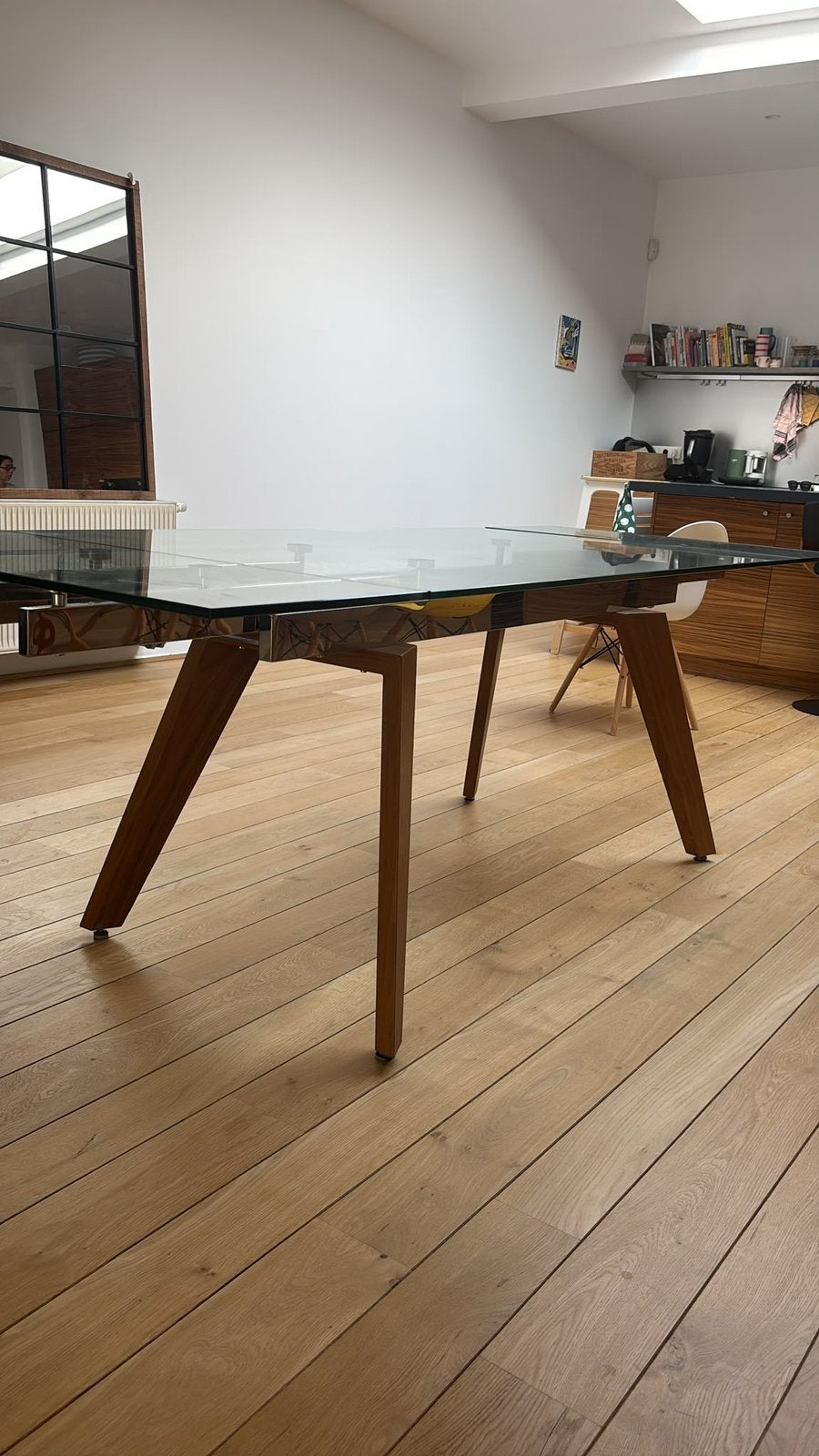 Table à manger extensible en verre trempé – 6 à 8 personnes, Ophalen, Vijf personen of meer, Rechthoekig, Glas