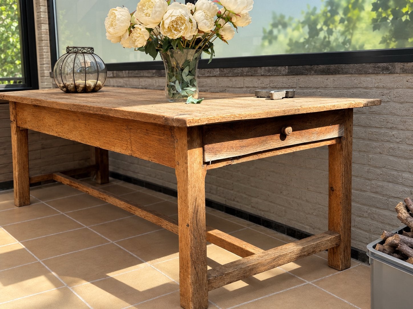 Prachtige authentieke houten boerentafel / werktafel, Huis en Inrichting, Ophalen, Gebruikt