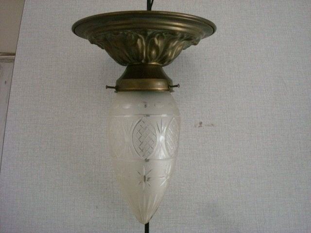 ART-DECO 1920/30 PLAFONDLAMP, Ophalen, Gebruikt, E27 (groot), Plafondlamp