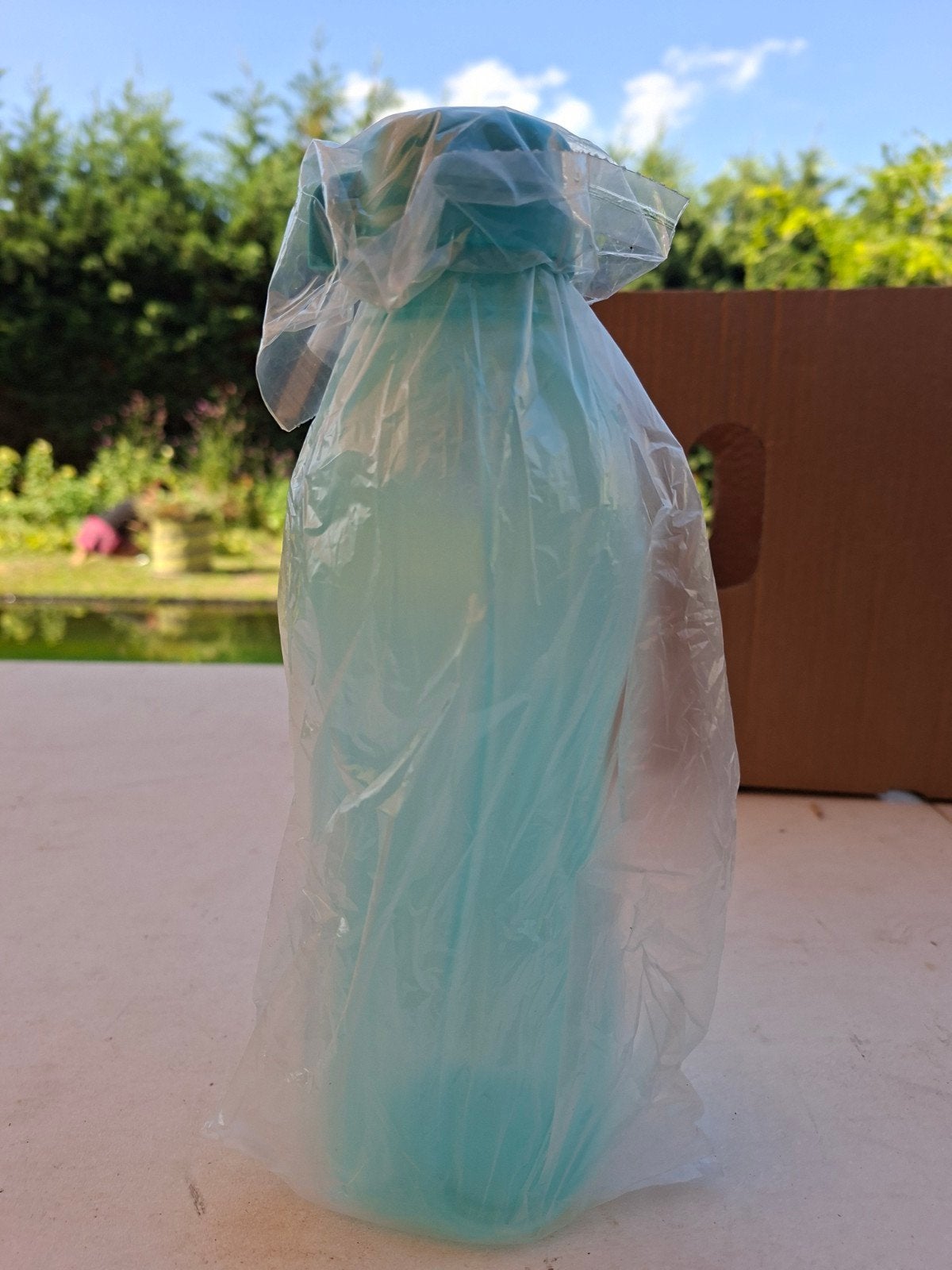 turquoise Tupperware fles, Enlèvement ou Envoi, Autres couleurs, 750 ml, Anti-fuite