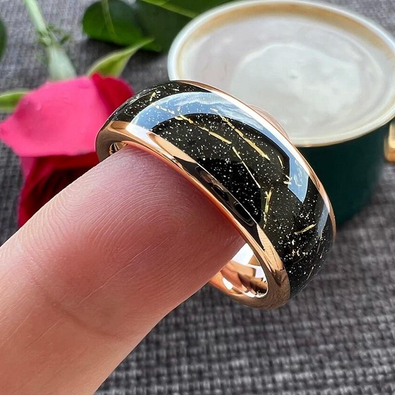 Trouwringen wolfraam - Kyann, rose, zwart - Diverse maten, Handtassen en Accessoires, Ringen, Overige materialen, Overige kleuren