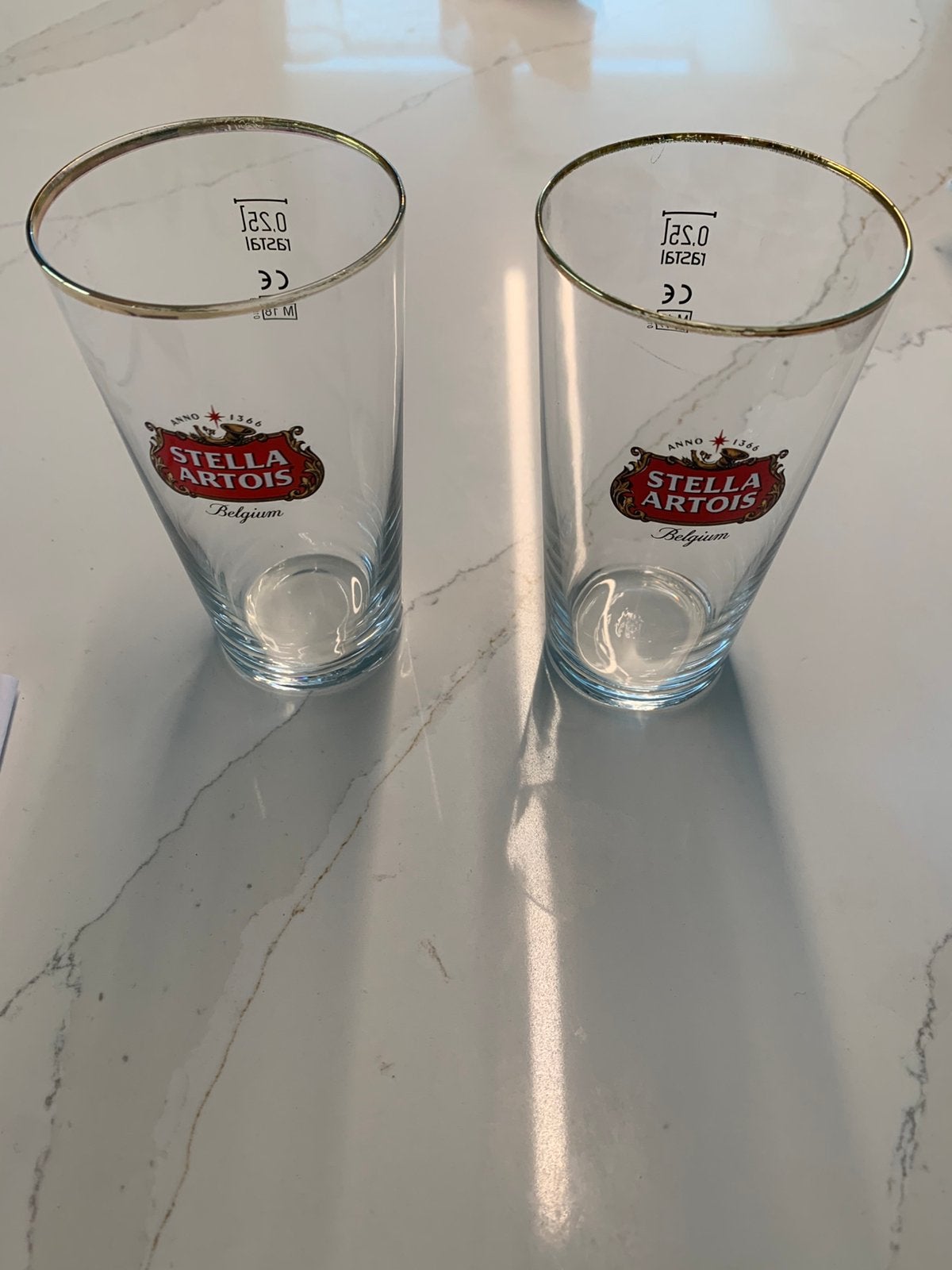 Stella Artois 2 verres 25 cl, Enlèvement ou Envoi, Comme neuf, Verre ou Verres, Stella Artois