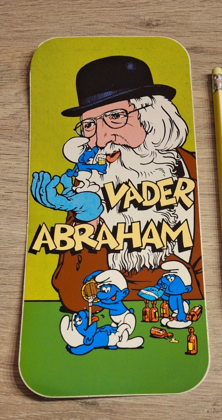 grote vintage sticker Smurfen Vader Abraham, Ophalen of Verzenden, Zo goed als nieuw, Overige typen