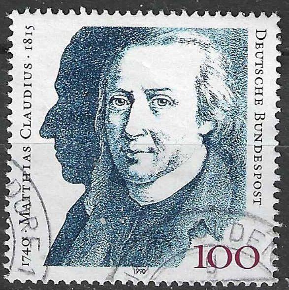 Allemagne Bundespost 1990 - Yvert 1305 - M. Claudius (ST), Timbres & Monnaies, Timbres | Europe | Allemagne, Envoi, Affranchi