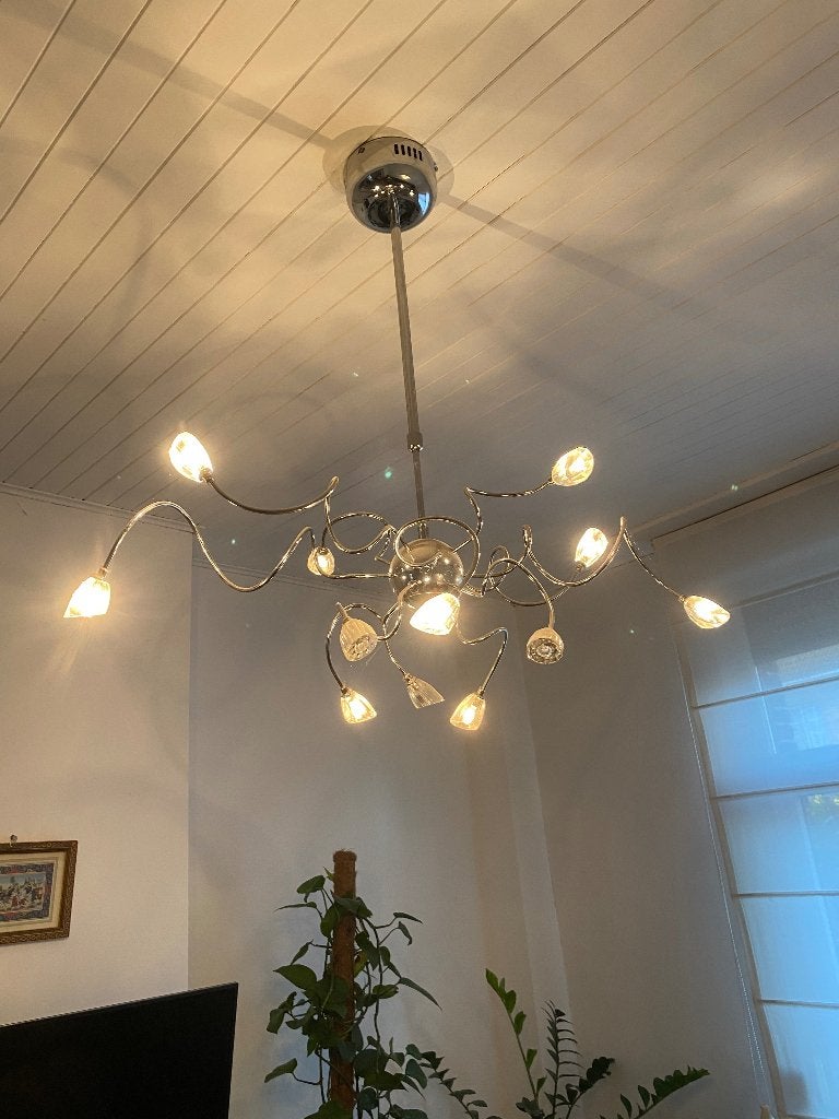 Luster, Huis en Inrichting, Lampen | Kroonluchters, Gebruikt, Glas, Metaal, Ophalen