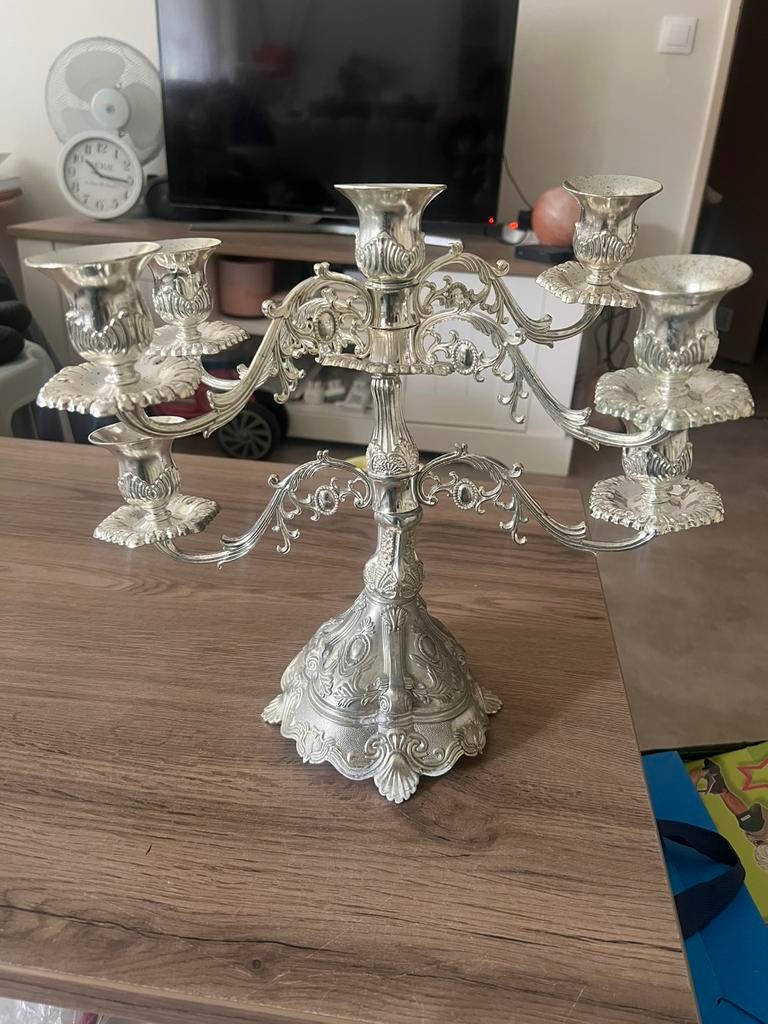 Pour metre bougie en bonne  etat tres belle couleur, Antiek en Kunst, Antiek | Kandelaars, Ophalen of Verzenden, Zilver