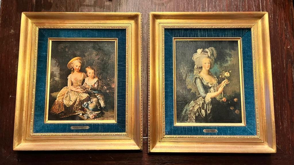 Set klassieke reproducties in sierlijst (Vigée Le Brun stijl, Enlèvement