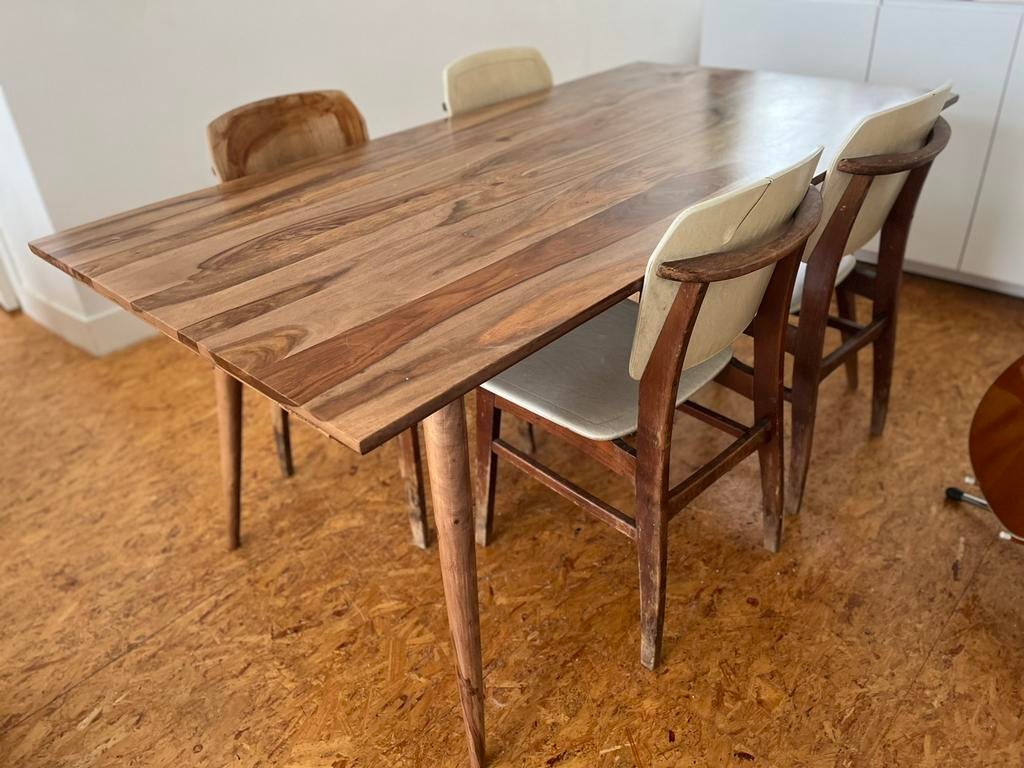 Tafel en stoelen, Huis en Inrichting, Tafels | Eettafels, Ophalen, Gebruikt, 50 tot 100 cm, Vijf personen of meer