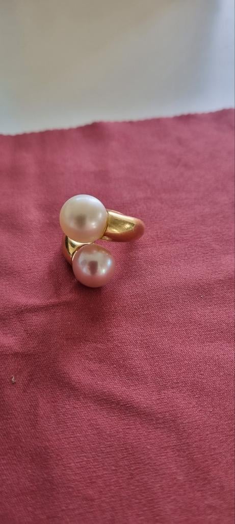 Ring goud met 2 parels, Ophalen, Goud, Goud