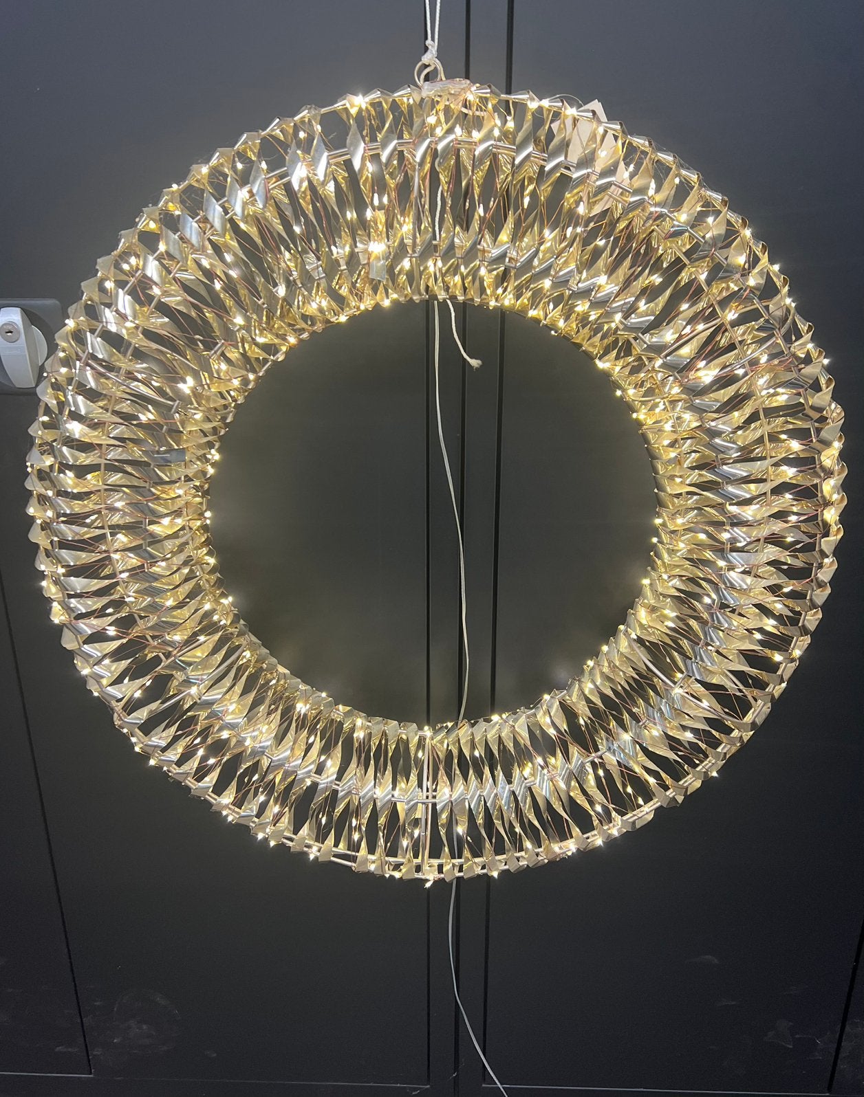 Kerstkrans met lichtjes 72cm, Ophalen, Zo goed als nieuw, Hanglamp, 72 cm